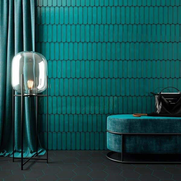 Grace Oval Teal Gloss 7,5x30, afname per doos van 0,444 m²