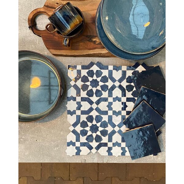 De Tegel BV Zellige Alhambra nr 51 Blue de Nuit 10x10 cm, afname per doos van 1 m²