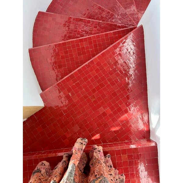 De Tegel BV Zellige Alhambra nr 38 Rouge Coral 10x10 cm, afname per doos van 1 m²