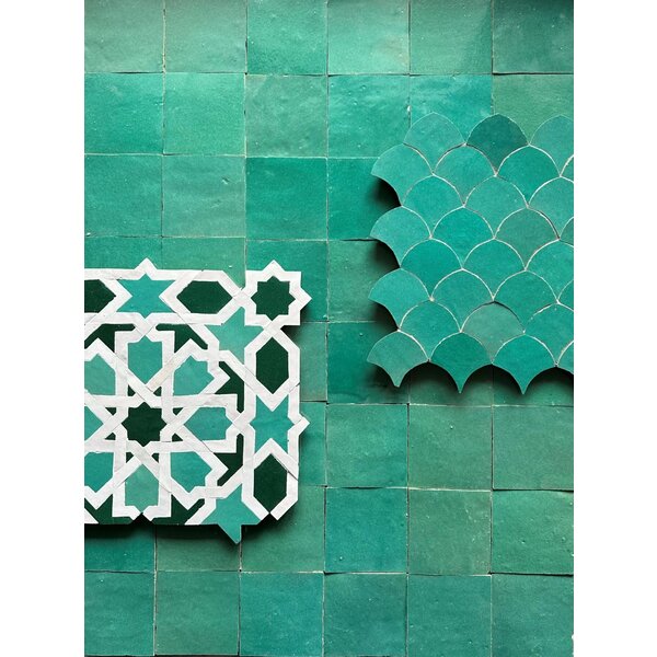 De Tegel BV Zellige Alhambra nr 17 Vert Ocean 10x10 cm, afname per doos van 1 m²