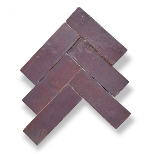 De Tegel BV Zellige Alhambra Bejmat nr 28 Aubergine 5x15 cm, afname per doos van 0,8 m²