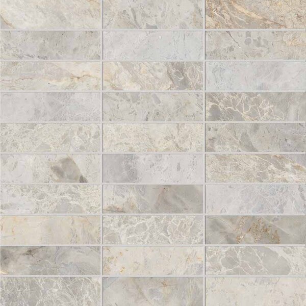 Keope Versilia Fiorito Ivory Ultrasilky Mosaico Listelli 30x30, afname per doos van 0,99 m²