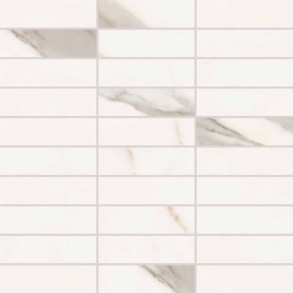 Keope Versilia Assoluto White Ultrasilky Mosaico Listelli 30x30, afname per doos van 0,99 m²