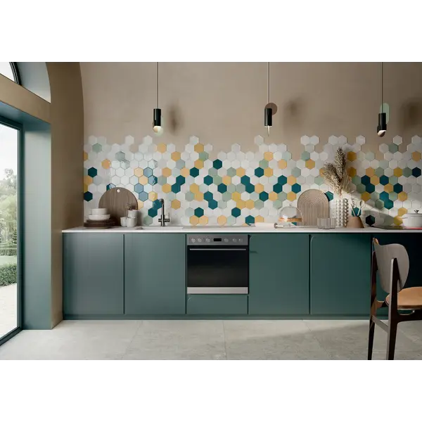 La Fabbrica AVA Small 180043 Prussian hexagon 12,4x10,7, afname per doos van 0,5 m²