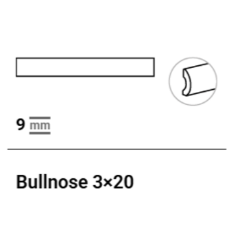 La Fabbrica AVA Small 180101 Black Pencil Bullnose 3x20 a 15 stuks