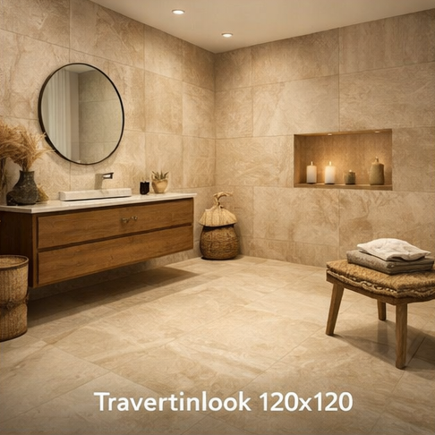 Travertinlook 120x120 tegels