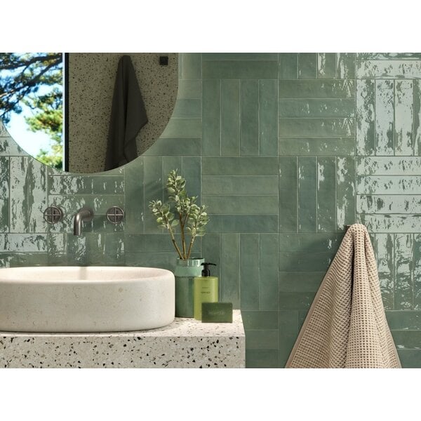 Revoir Paris Studio Vert Olive glossy 6x25, afname per doos van 0,32 m²