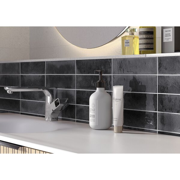 Cifre Jazba Anthracite Brillo 6x24,6, afname per doos van 0,5 m²