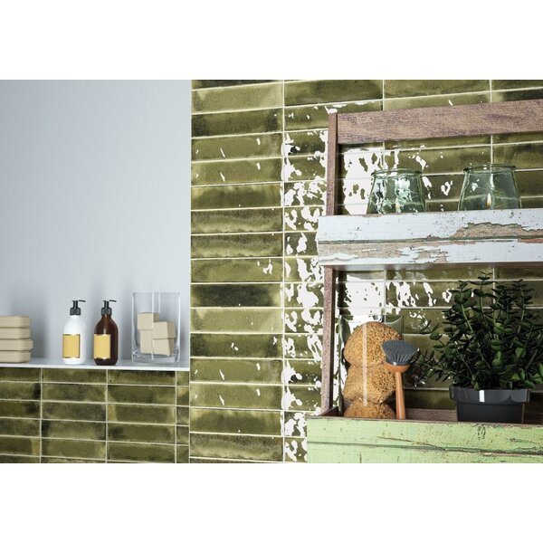 Cifre Jazba Olive Brillo 6x24,6, afname per doos van 0,5 m²