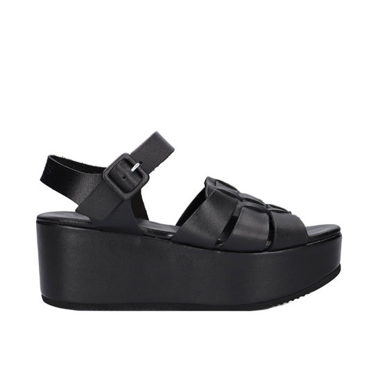 Shabbies Sandaal 170020215 Isa Zwart - De Roos Schoenen Breda