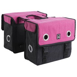 Willex Dubbele fietstas Canvas Tas 40L Roze/zwart