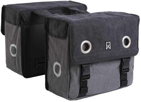 Willex Dubbele fietstas Canvas Tas 30L Zwart/grijs