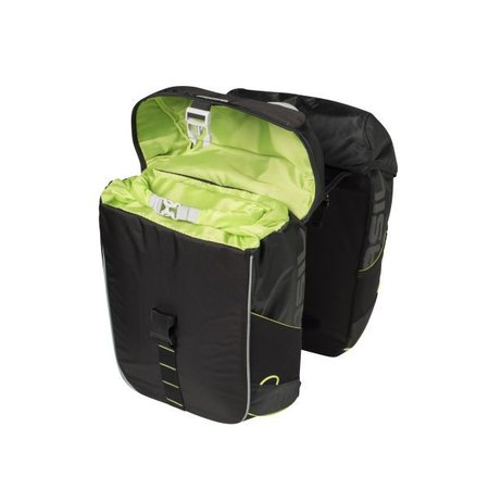 Basil Dubbele fietstas Miles Double bag 32L Black lime