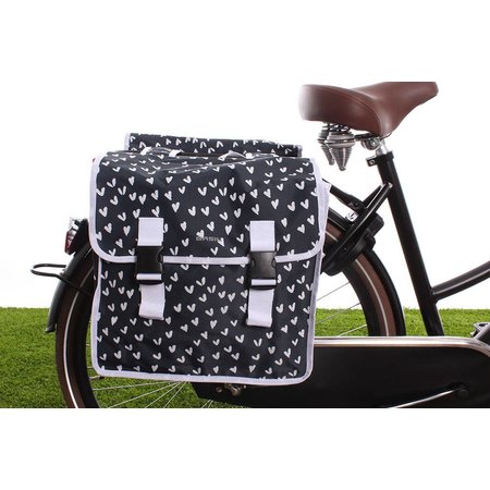 Basil Dubbele fietstas Mara XL Double Bag Heart dots