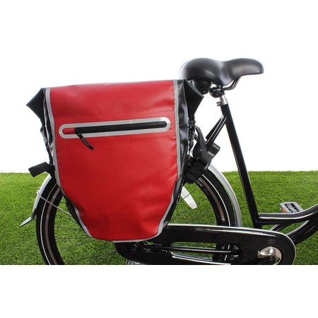 Beck Enkele fietstas DR.Y 20L Matzwart/rood