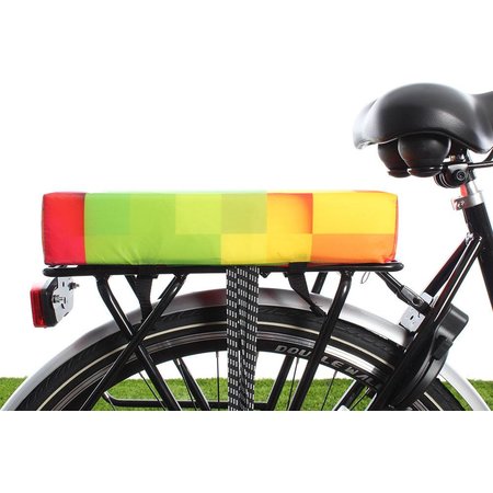 Hooodie Big Cushie Blocks - zacht en fleurig dik fietskussen voor op bagagedrager