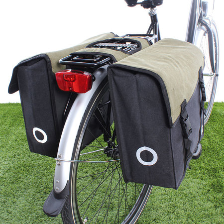 Willex Dubbele fietstas Canvas Tas 101 30L Groen/Zwart