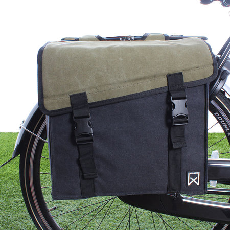 Willex Dubbele fietstas Canvas Tas 101 30L Groen/Zwart