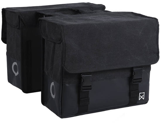 Dubbele fietstas Canvas Tas Plus 40L Zwart/Matzwart
