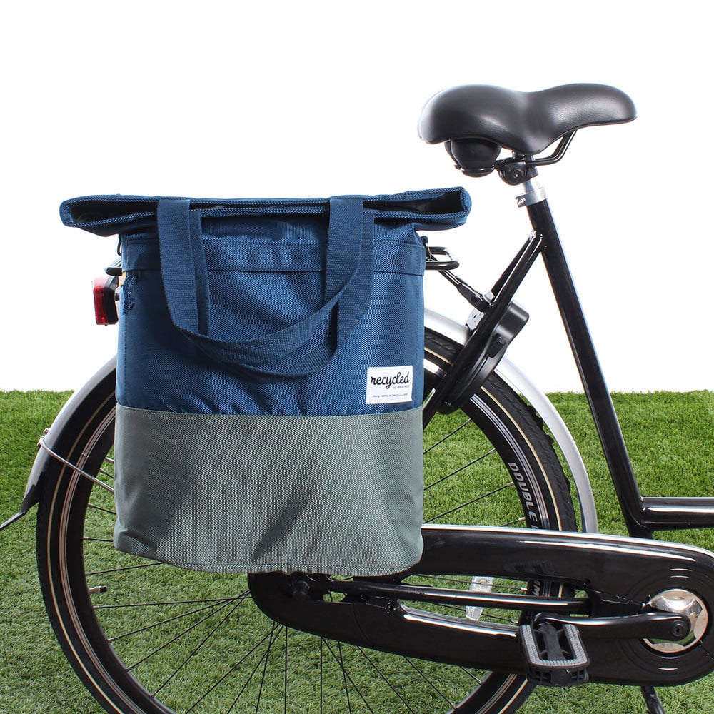 Image of Shopper fietstas 20L Recycled - Blauw/Groen