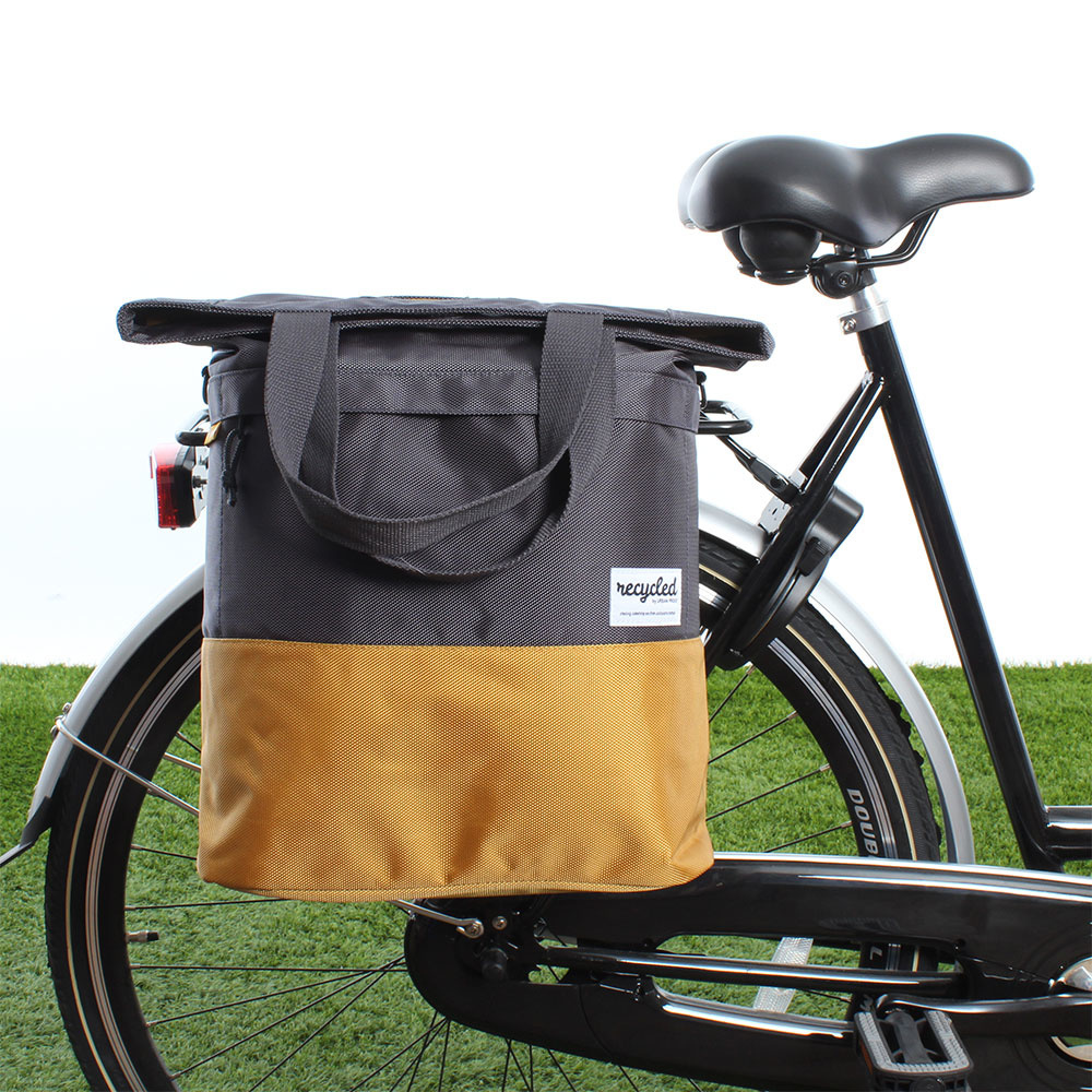 trommel Beleefd Geval Urban Proof Shopper fietstas 20L Recycled - Grijs/Geel - Fietstas.com