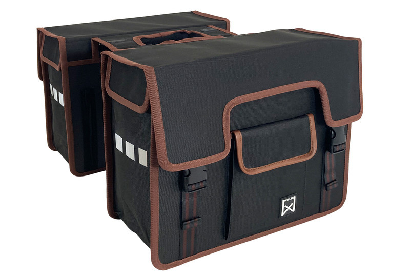 Dubbele fietstas Shopper 38L Zwart/Bruin