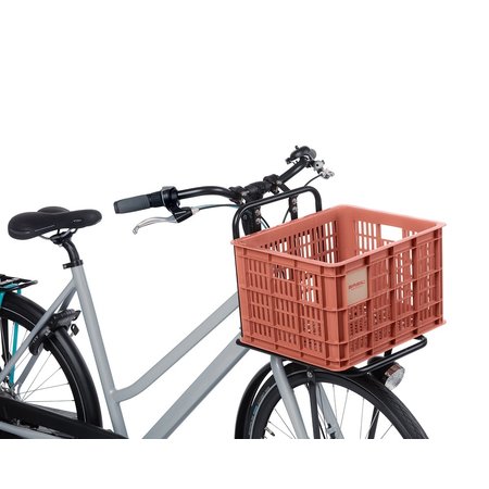 Basil Bicycle Basket Crate M 27L Terra Red - Front/Rear Carrier Basket | MIK System Compatible Bike Basket