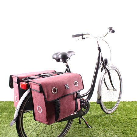 Willex Dubbele fietstas Canvas Tas 46L Paarsrood