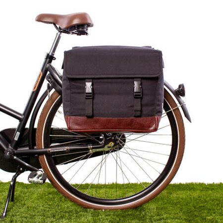 Beck Dubbele fietstas Natural 38L Zwart