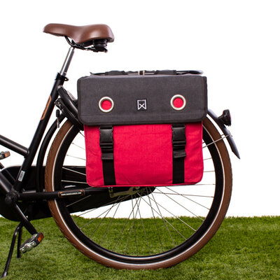 Willex Dubbele fietstas Canvas Tas 40L Zwart/paradise red