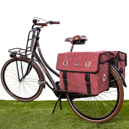 Willex Dubbele fietstas Canvas Tas 67L Paarsrood