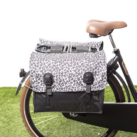 Beck Dubbele fietstas Classic Leopard White - 46 liter