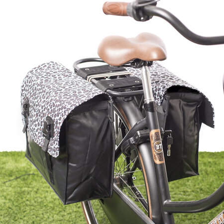 Beck Dubbele fietstas Classic Leopard White - 46 liter