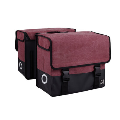 Willex Dubbele Canvas Tas Plus Paarsrood/Matzwart 67L