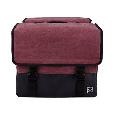 Willex Dubbele Canvas Tas Plus Paarsrood/Matzwart 48L
