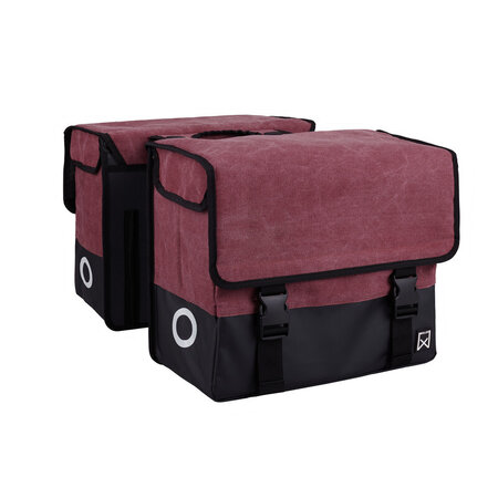 Willex Dubbele Canvas Tas Plus Paarsrood/Matzwart 30L
