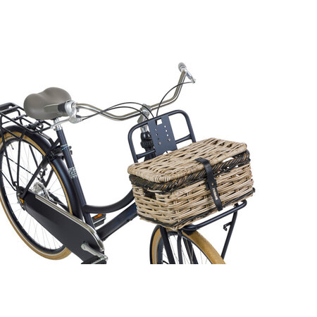 Basil Fietsmand Dijon met Deksel Grijs/Zwart - Maat S