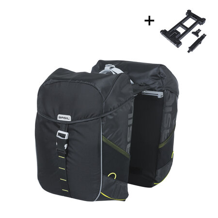 Basil Dubbele Fietstas Miles MIK 2.0 32L Black/Lime