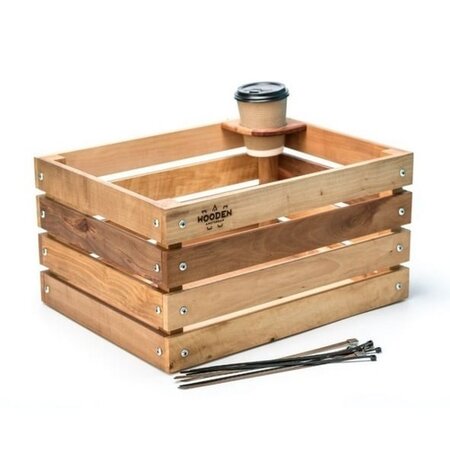 Wooden Amsterdam Urban Explorer Fietskrat L met beker- en parapluhouder