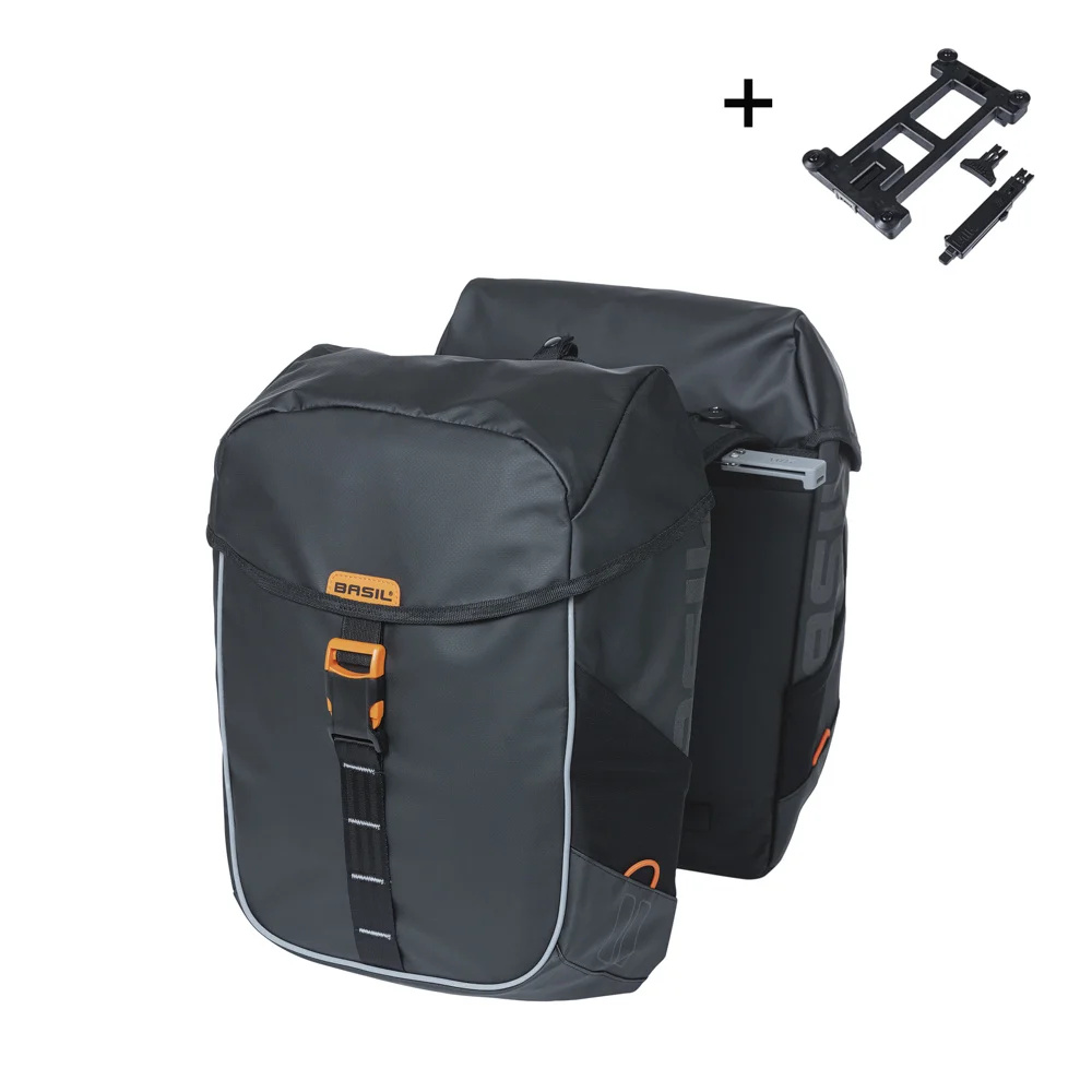 Dubbele Fietstas Miles Tarpaulin MIK 2.0 34L Zwart/oranje