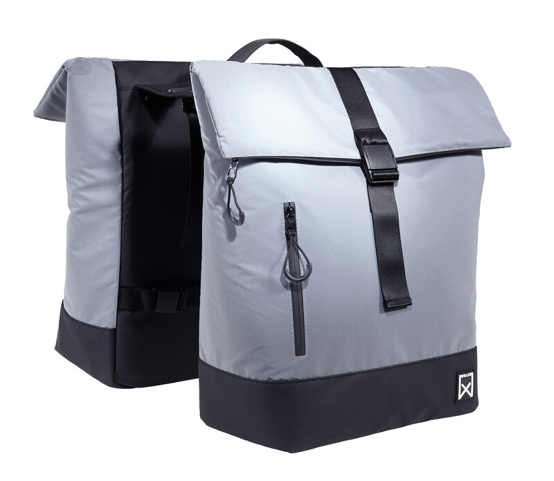 Dubbele Fietstas Reflecterend 34L Grijs
