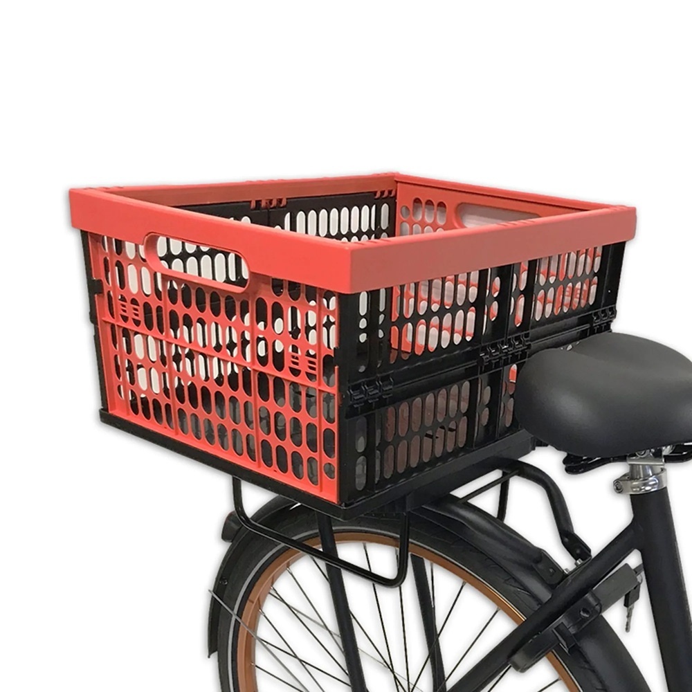 Afneembare Fietskrat Kunststof met Tasbeugels 32L Rood/Zwart