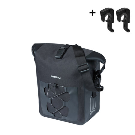 Basil Enkele Fietstas Navigator Waterproof M MIK Hooks 14L Zwart - Waterdicht
