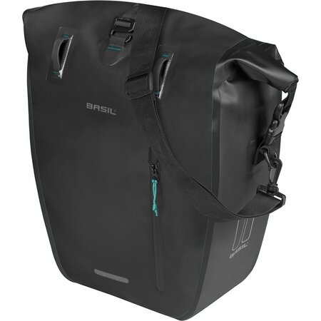 Basil Enkele Fietstas Rivo Tarpaulin L MIK Hooks 25-31L Zwart - Waterdicht