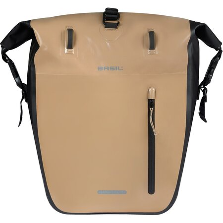 Basil Enkele Fietstas Rivo Tarpaulin L MIK Hooks 25-31L Zand/Zwart - Waterdicht