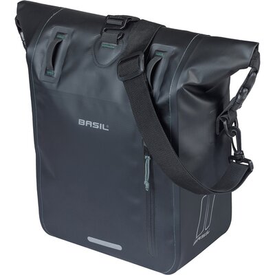 Basil Enkele Fietstas Rivo Tarpaulin M MIK Hooks 12-15L Zwart