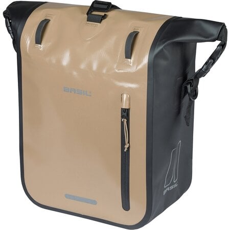 Basil Enkele Fietstas Rivo Tarpaulin M MIK Hooks 12-15L Zand/Zwart - Waterdicht