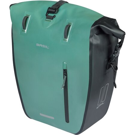 Basil Enkele Fietstas Rivo Tarpaulin L MIK Hooks 25-31L Zilvergroen/Zwart - Waterdicht