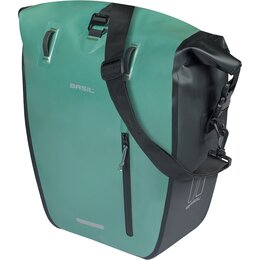 Basil Enkele Fietstas Rivo Tarpaulin L MIK Hooks 25-31L Zilvergroen/Zwart