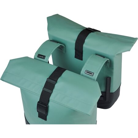 Basil Dubbele Fietstas Cove 28-32L Zilvergroen/Zwart